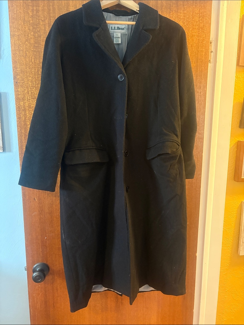 L.L. Bean Women's Black Single-Breasted Wool Coat